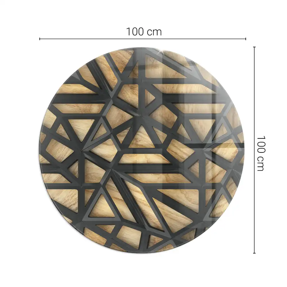 Plaque de sol ronde pour cheminée avec motif géométrique bois
