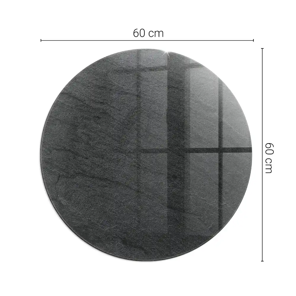 Plaque de sol ronde en verre pour cheminée avec texture effet pierre