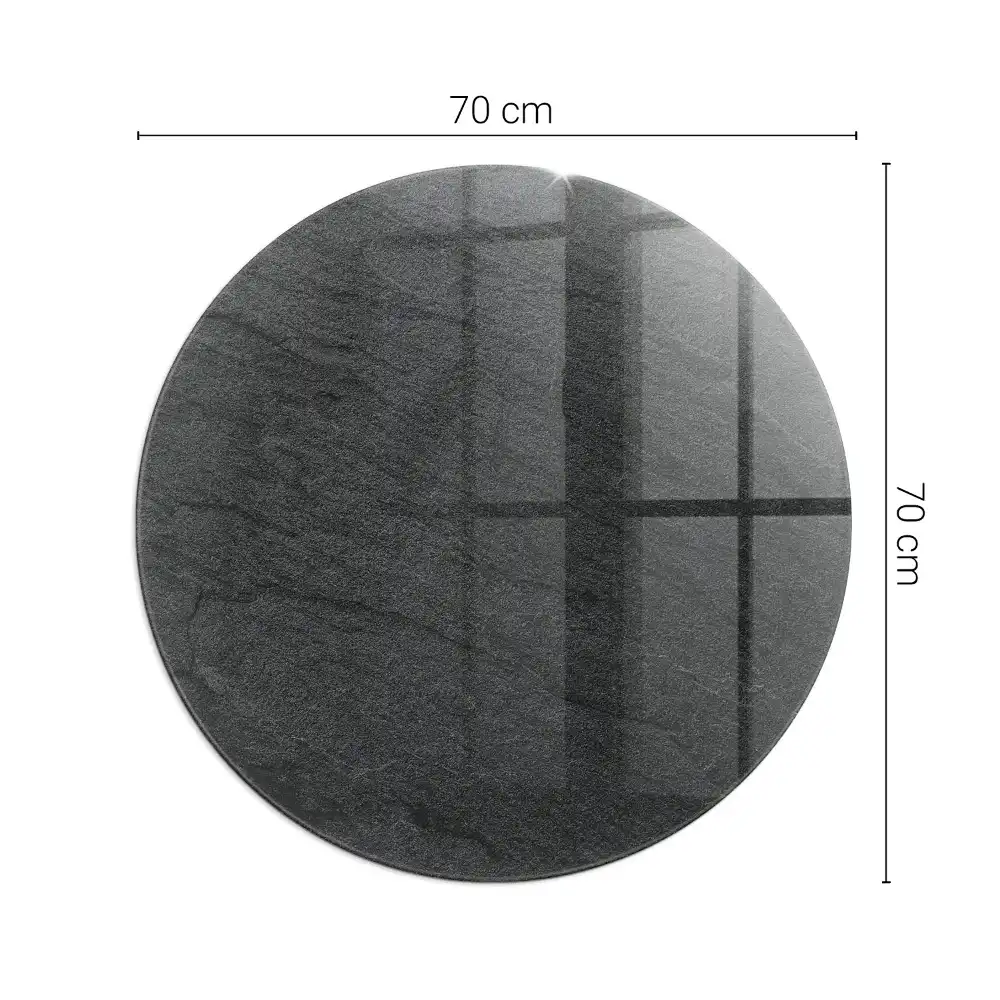Plaque de sol ronde en verre pour cheminée avec texture effet pierre