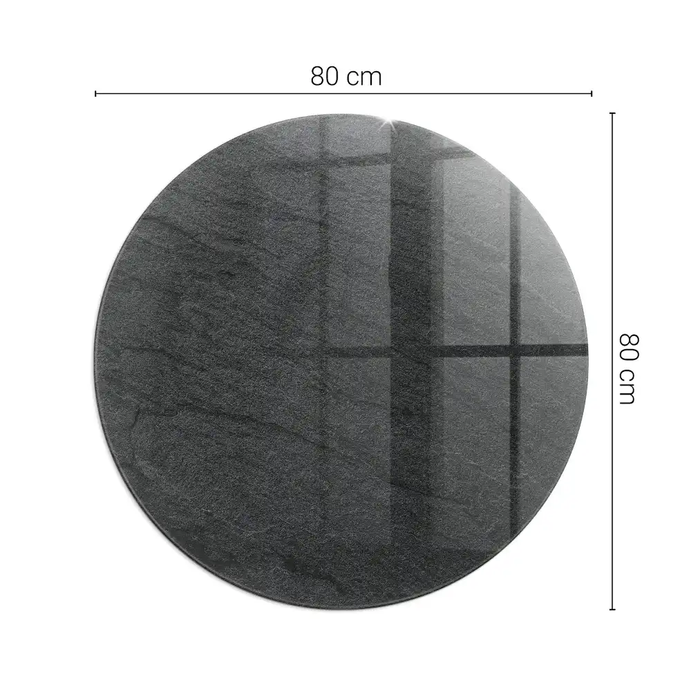 Plaque de sol ronde en verre pour cheminée avec texture effet pierre