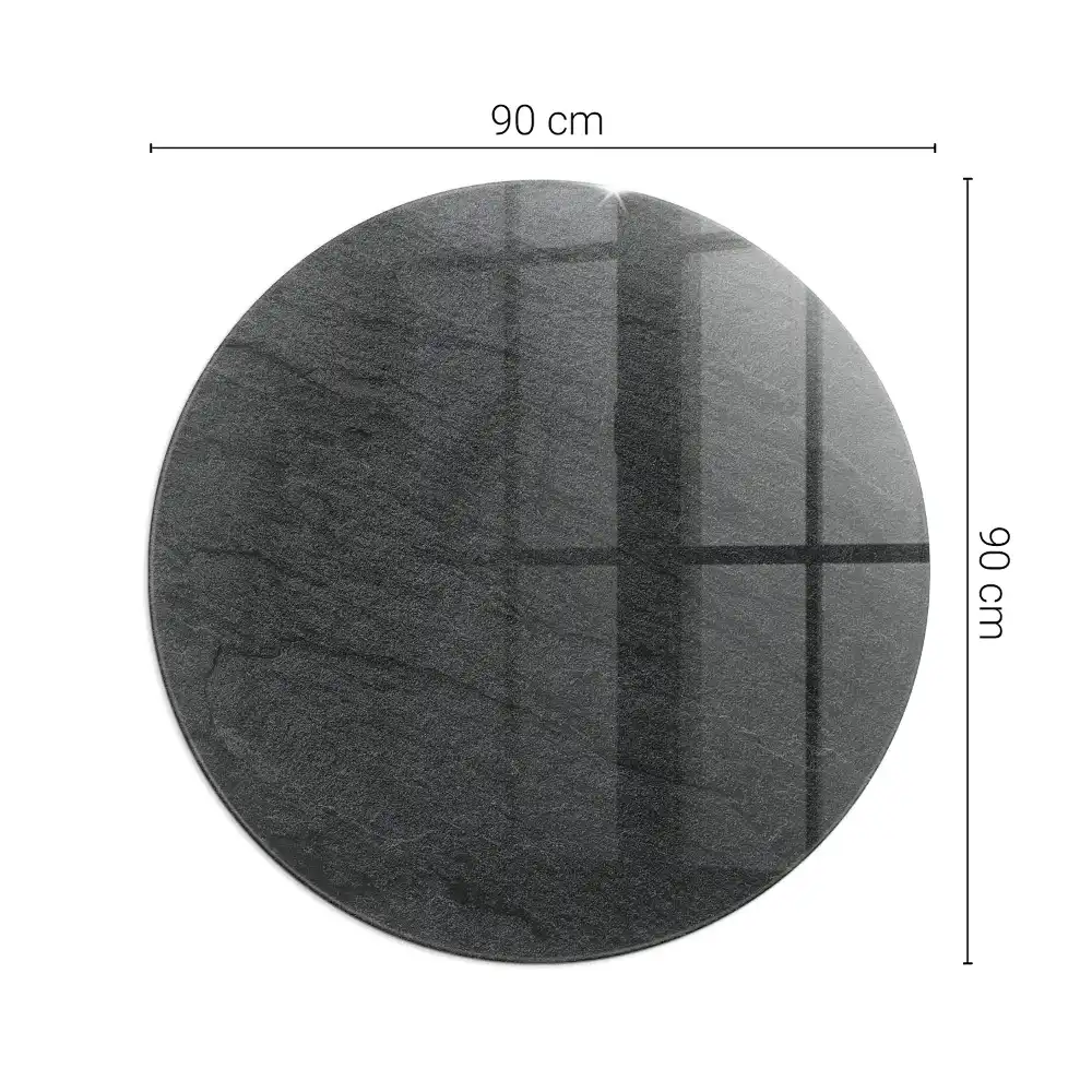 Plaque de sol ronde en verre pour cheminée avec texture effet pierre
