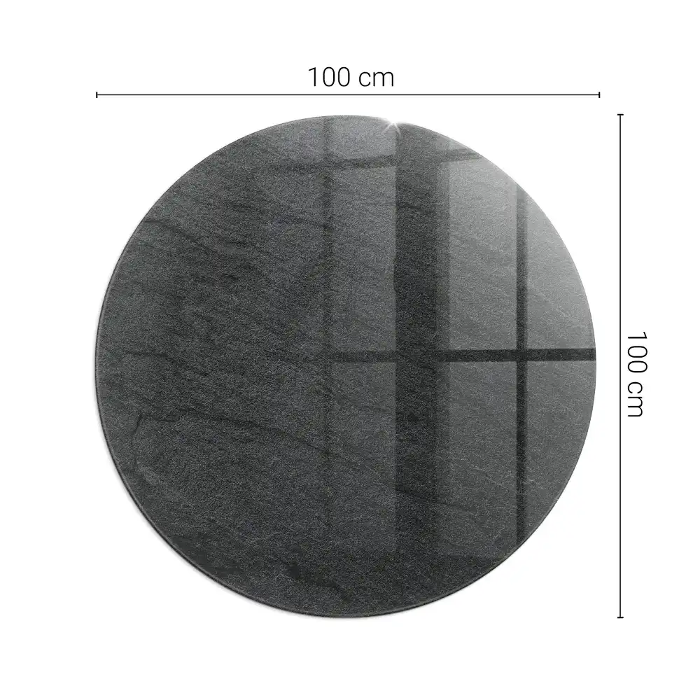 Plaque de sol ronde en verre pour cheminée avec texture effet pierre