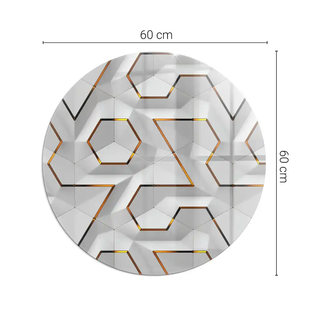 Plaque de protection ronde en verre trempé pour cheminée avec motif géométrique 3D