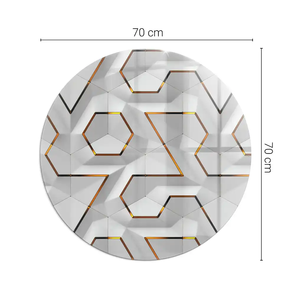 Plaque de protection ronde en verre trempé pour cheminée avec motif géométrique 3D
