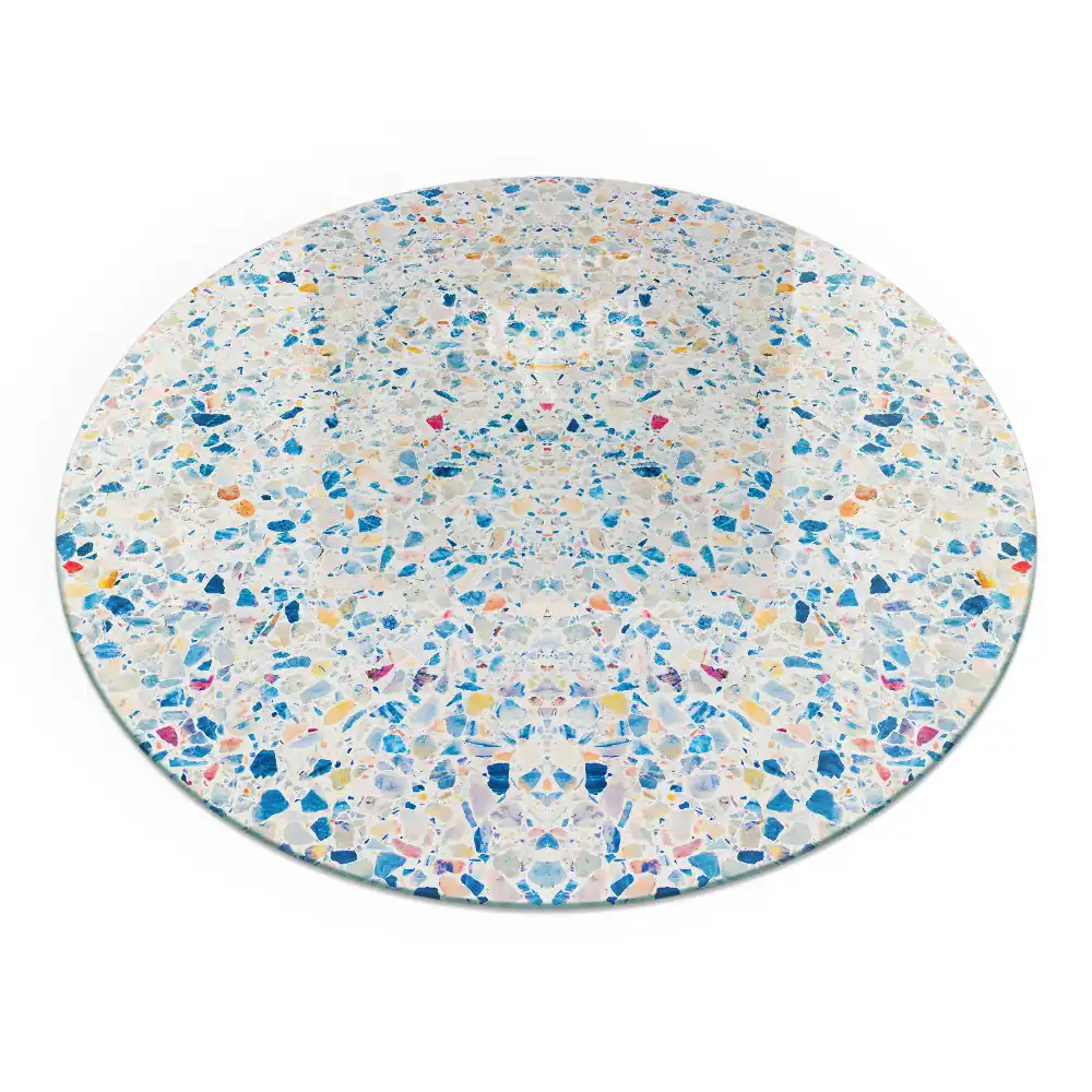 Plaque de sol ronde en verre pour cheminée avec motif texturé abstrait