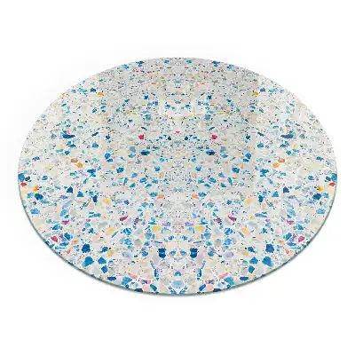 Plaque de sol ronde en verre pour cheminée avec motif texturé abstrait