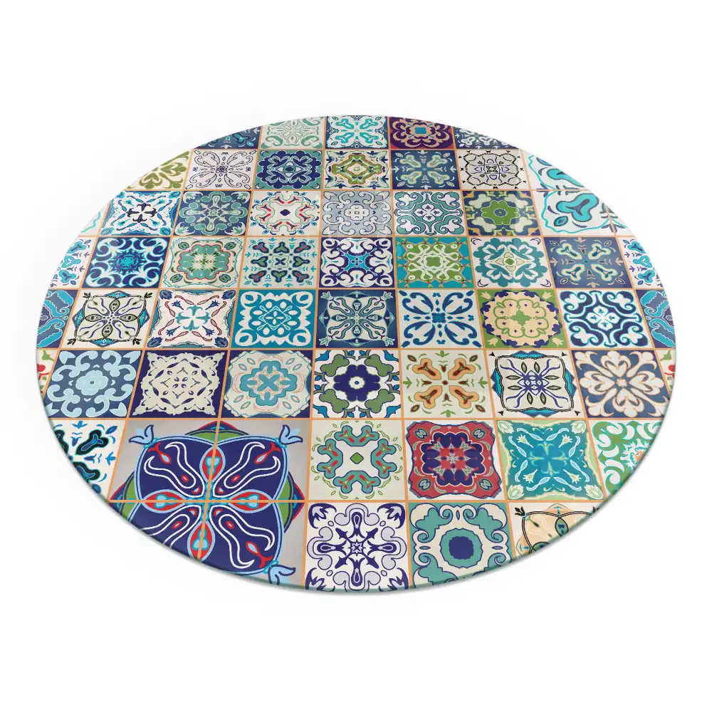 Plaque de sol ronde pour cheminée à motifs de mosaïque