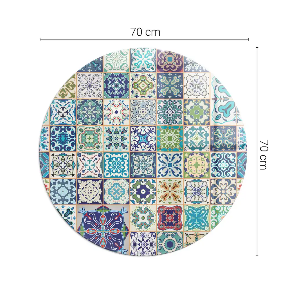 Plaque de sol ronde pour cheminée à motifs de mosaïque