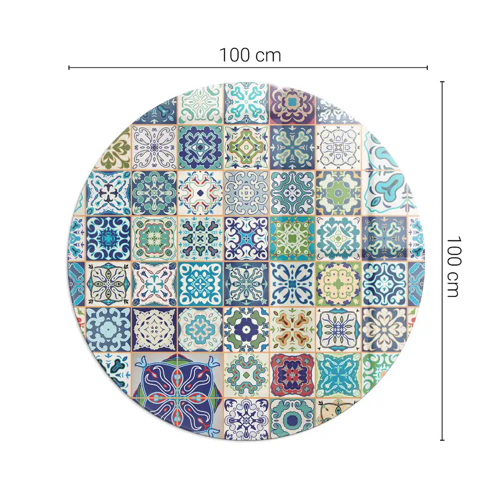 Plaque de sol ronde pour cheminée à motifs de mosaïque