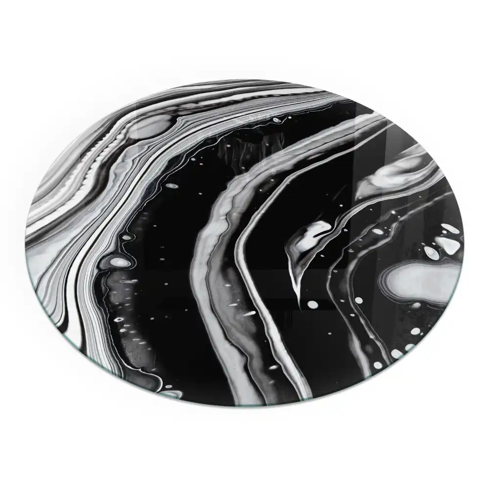 Plaque de sol ronde pour cheminée motif vagues et lignes abstraites