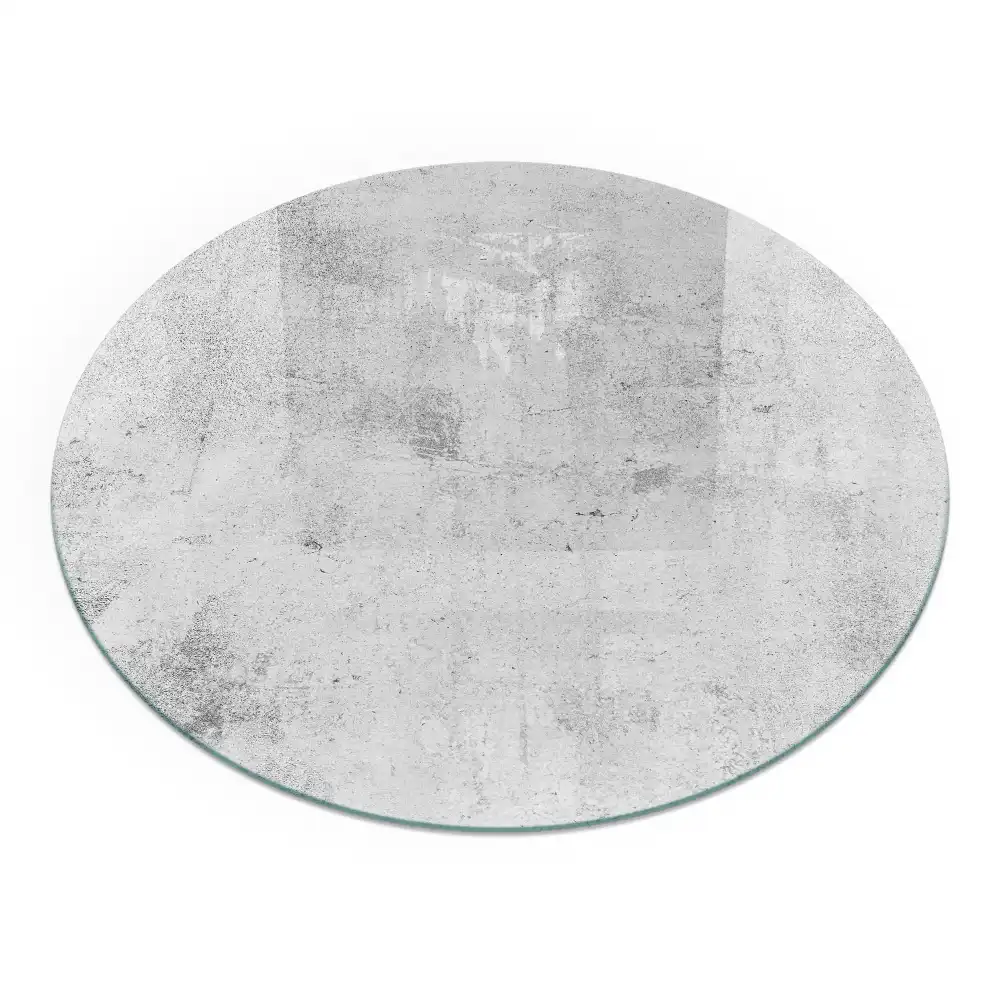 Plaque de protection ronde en verre trempé texture béton pour cheminée