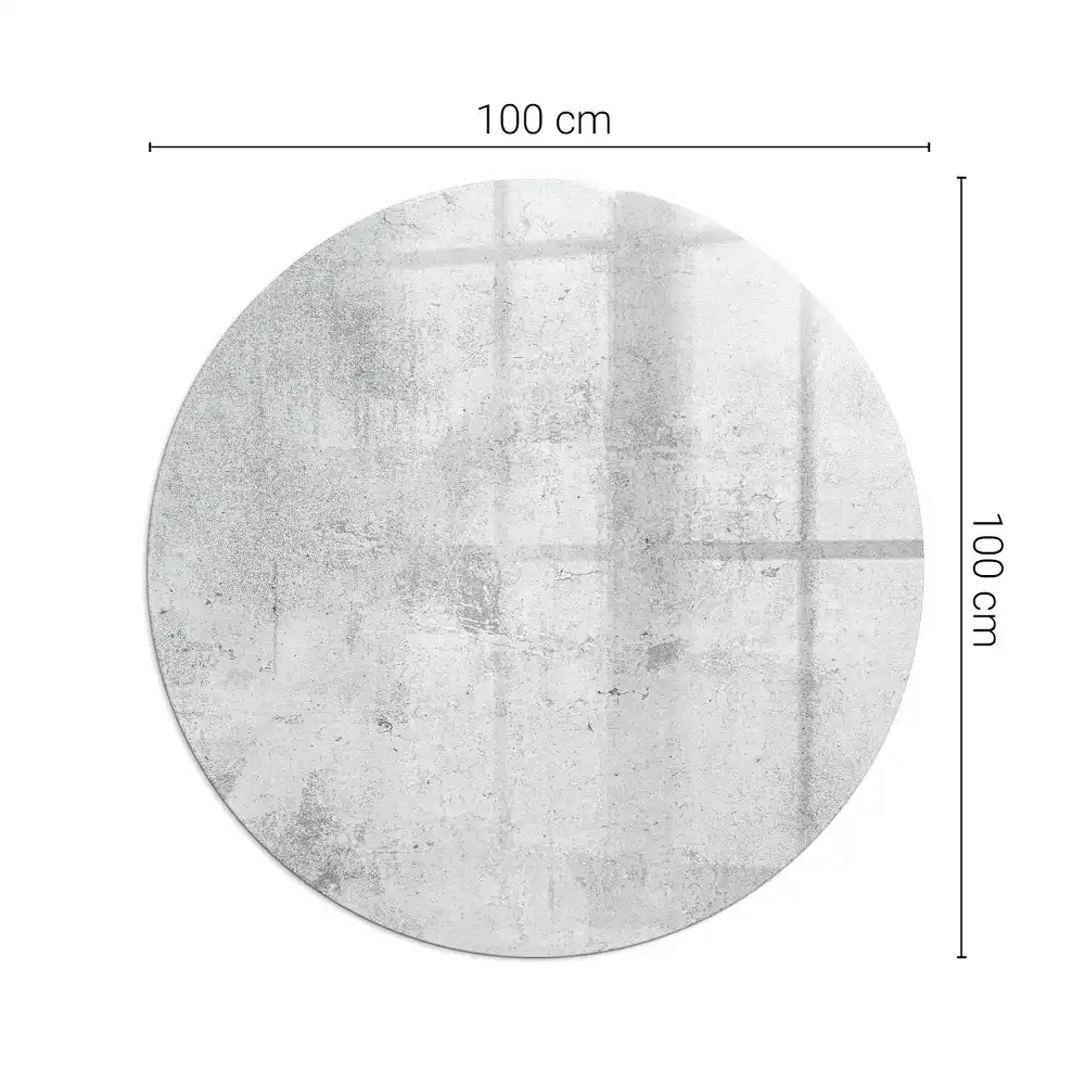 Plaque de protection ronde en verre trempé texture béton pour cheminée