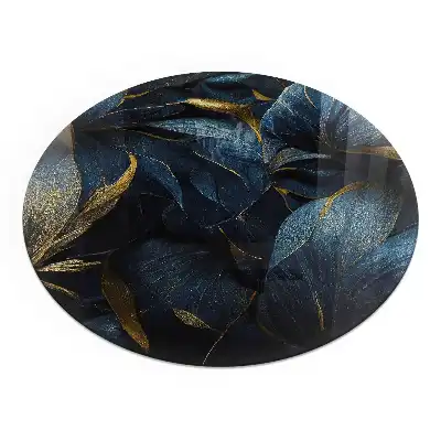Plaque de sol ronde en verre pour cheminée avec texture feuilles élégantes