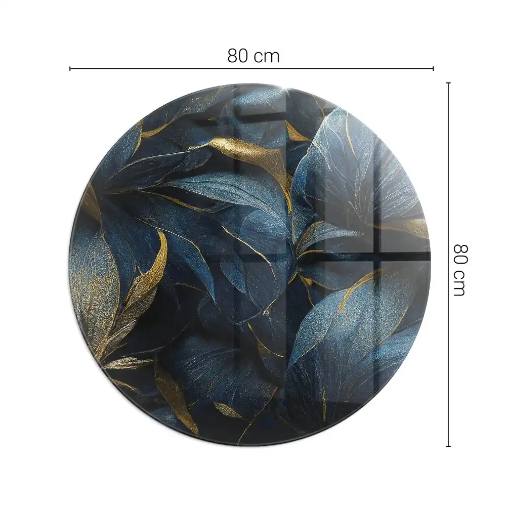 Plaque de sol ronde en verre pour cheminée avec texture feuilles élégantes