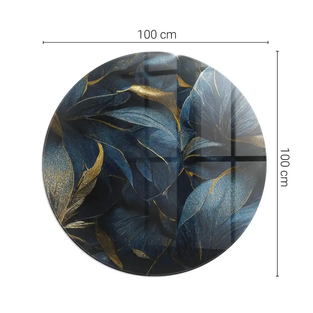 Plaque de sol ronde en verre pour cheminée avec texture feuilles élégantes