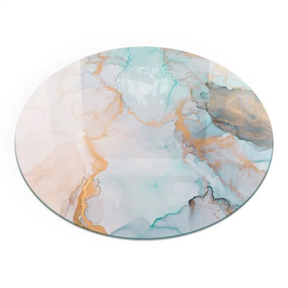 Plaque de sol ronde en verre pour cheminée motif fluide abstrait