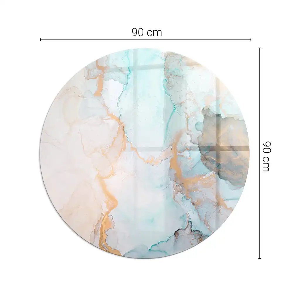 Plaque de sol ronde en verre pour cheminée motif fluide abstrait