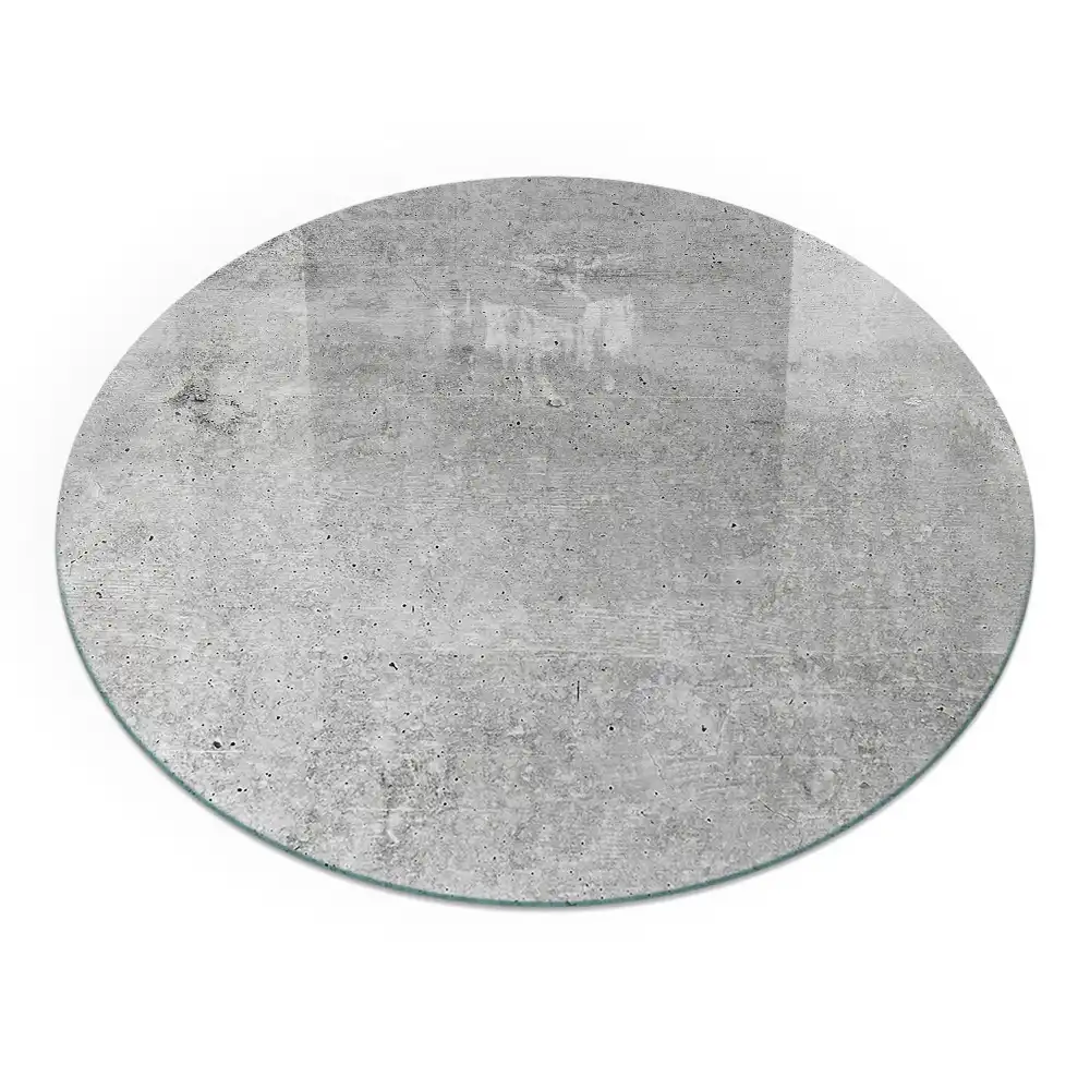 Plaque de sol ronde en verre pour cheminée effet béton brut