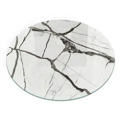 Plaque de sol ronde pour cheminée motif veines de marbre