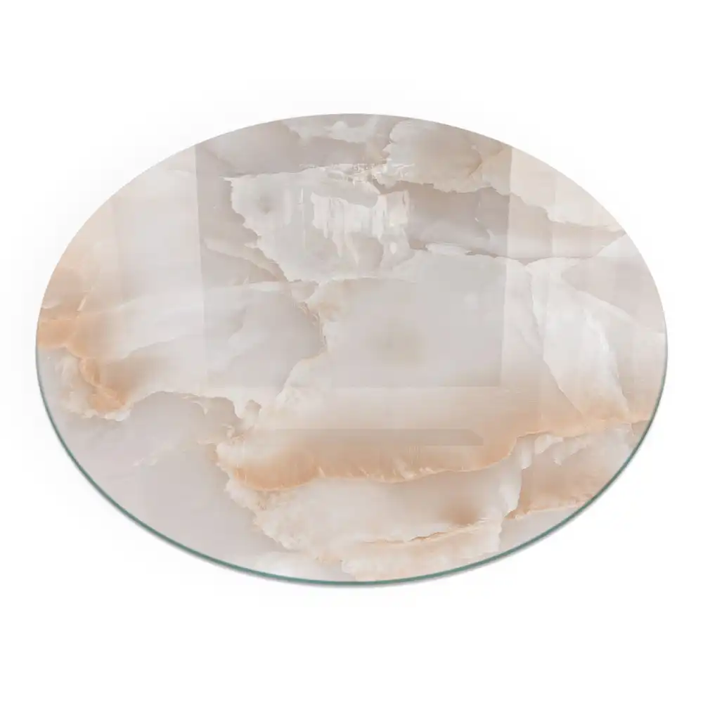 Plaque de sol ronde en verre pour cheminée motif pierre naturelle