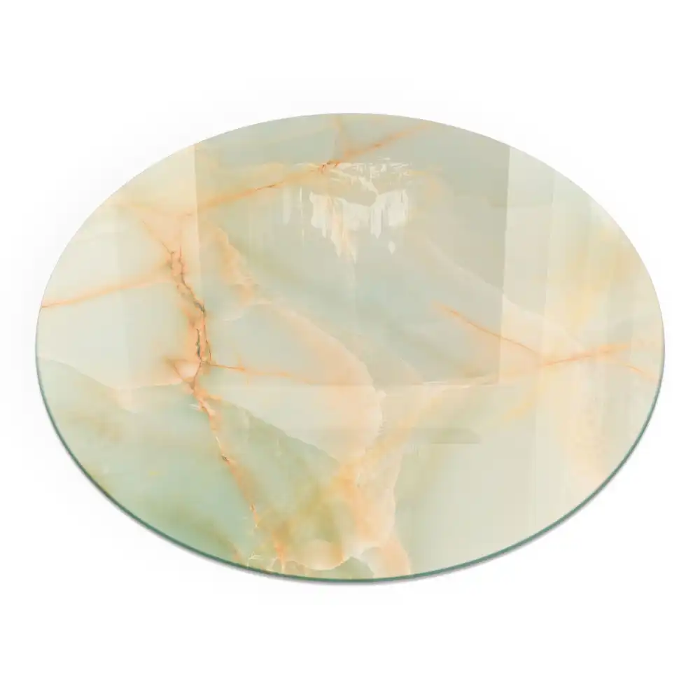 Plaque de sol ronde pour cheminée motif abstrait effet marbre