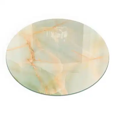 Plaque de sol ronde pour cheminée motif abstrait effet marbre