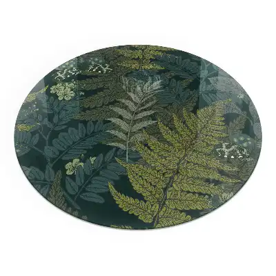 Plaque de sol ronde en verre pour cheminée à motifs végétaux et papillons