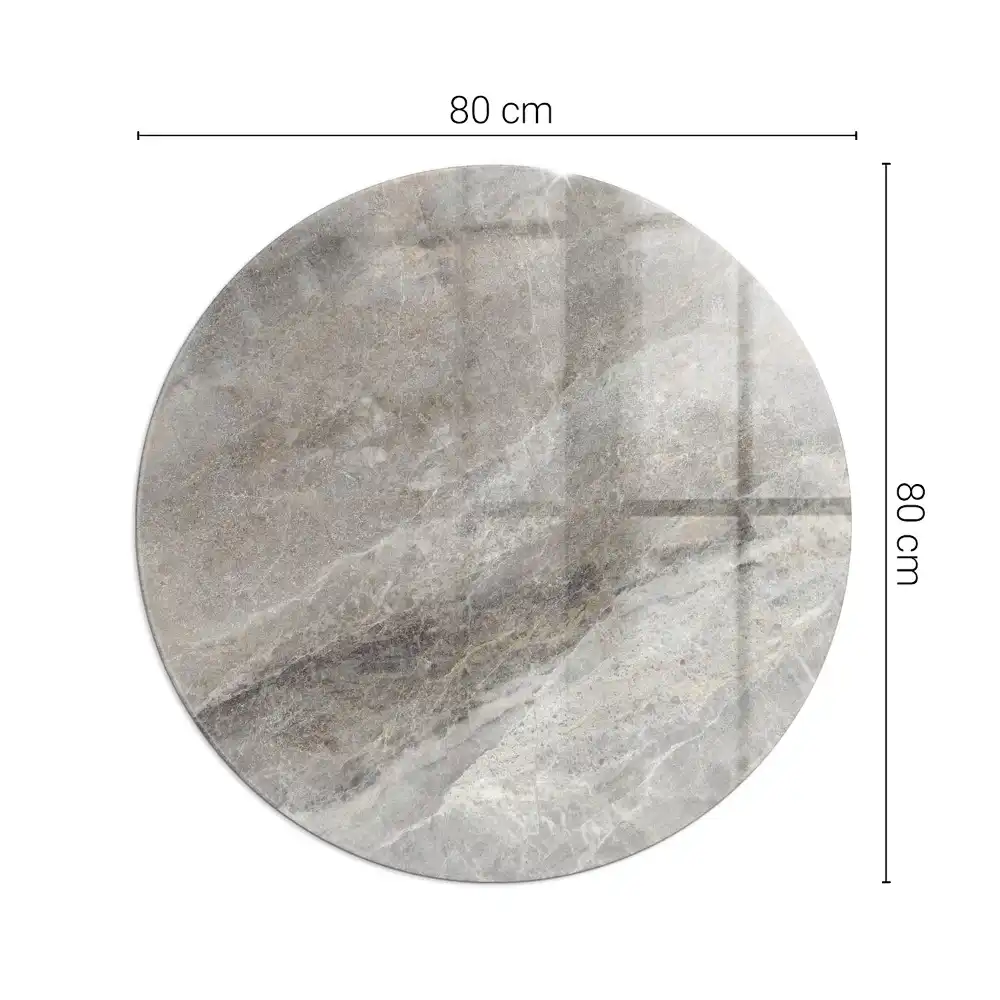 Plaque de sol ronde en verre pour cheminée motif pierre naturelle