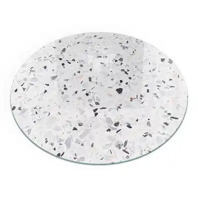 Plaque de sol ronde en verre pour cheminée avec motif de particules de pierre