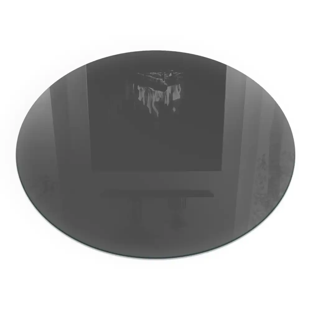 Plaque de sol ronde en verre pour cheminée couleur gris-brun