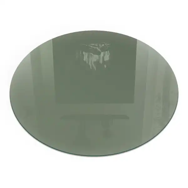 Plaque de sol ronde en verre pour cheminée couleur olive