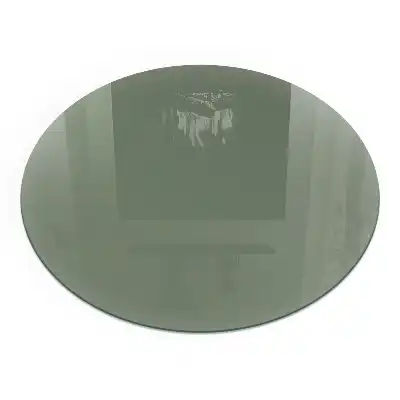 Plaque de sol ronde en verre pour cheminée couleur olive
