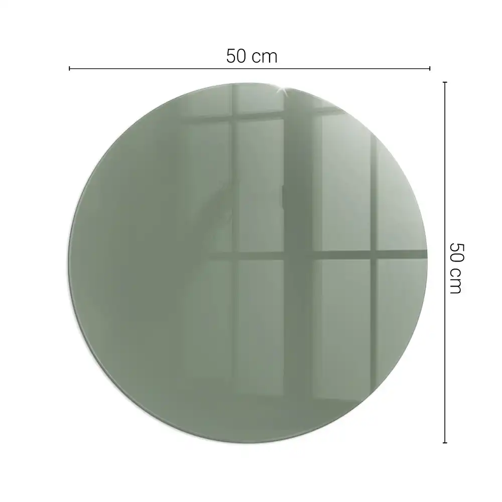 Plaque de sol ronde en verre pour cheminée couleur olive