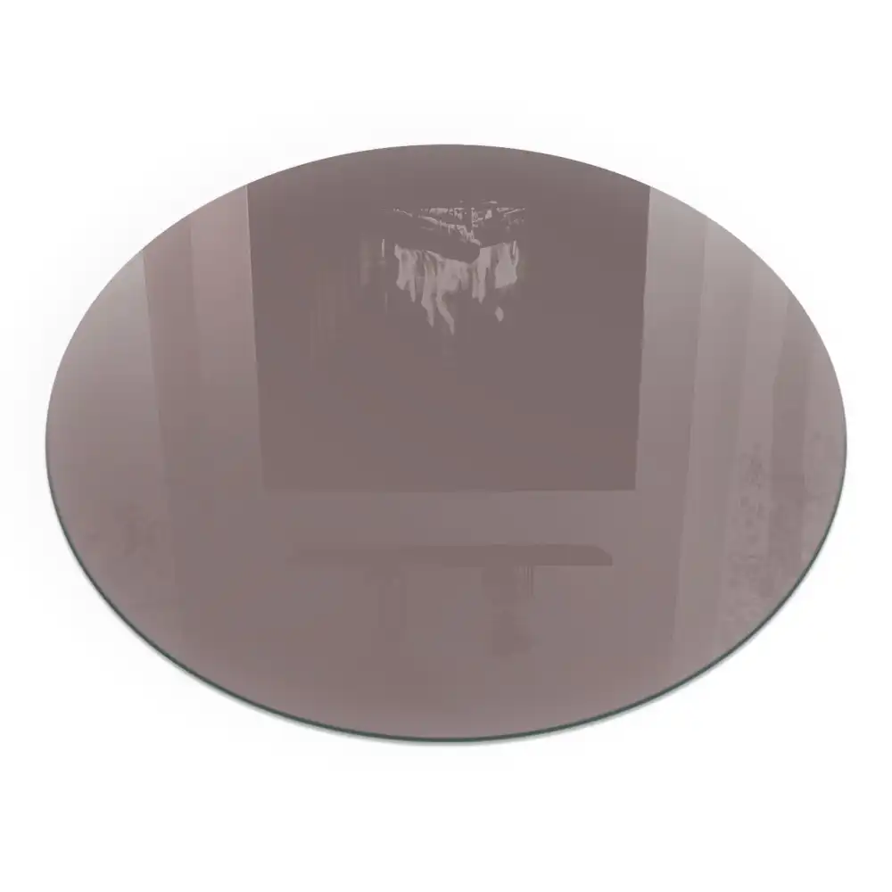 Plaque de sol ronde en verre pour cheminée couleur beige