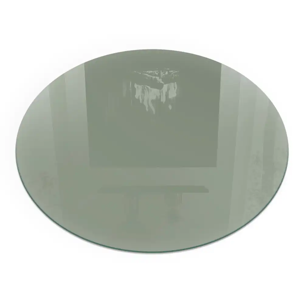 Plaque de protection pour cheminée en verre trempé rond gris-vert
