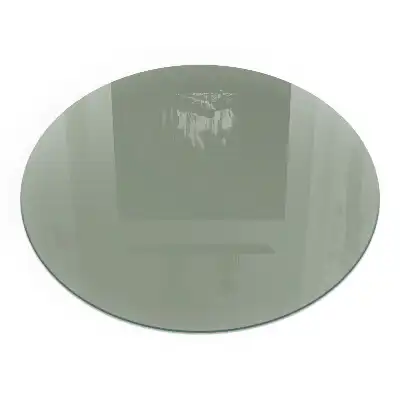 Plaque de protection pour cheminée en verre trempé rond gris-vert