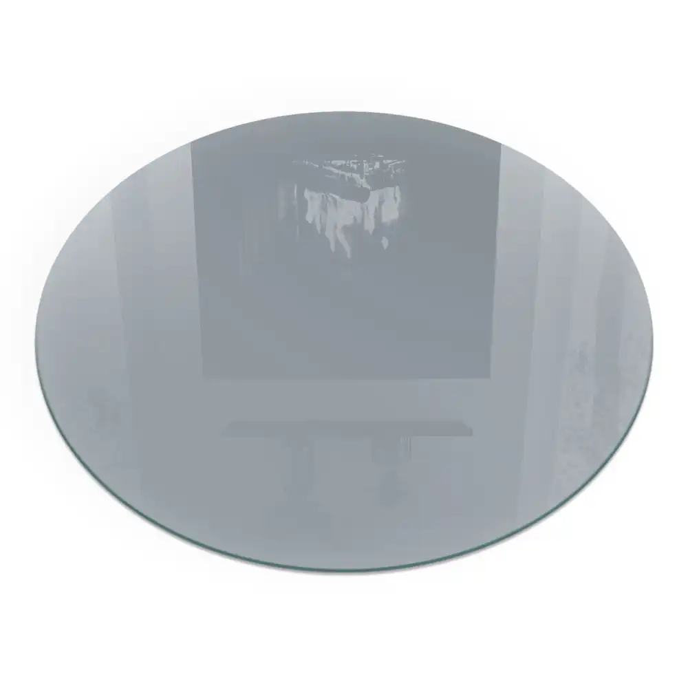 Plaque de sol ronde en verre gris pour cheminée