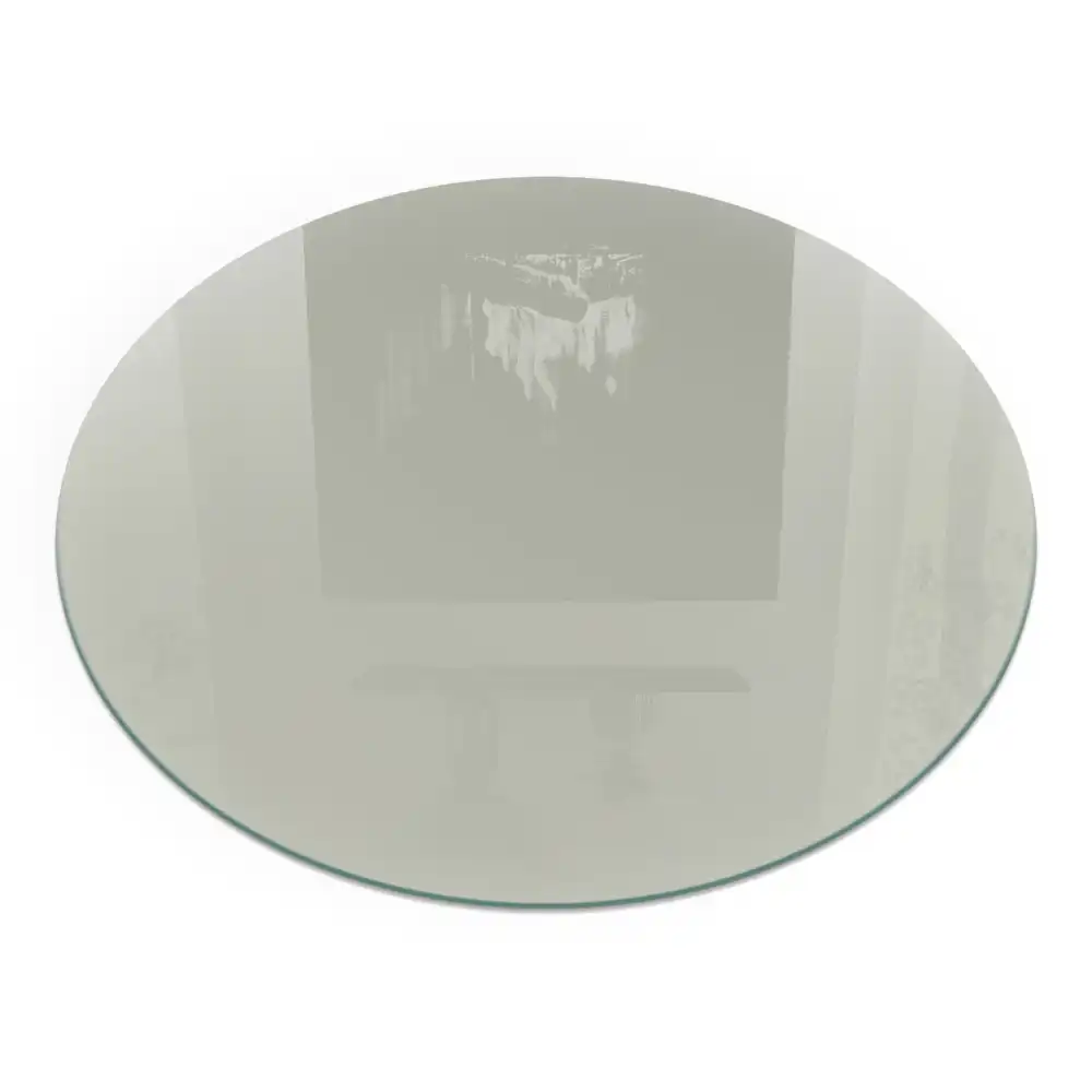 Plaque de sol pour cheminée ronde en verre gris-vert