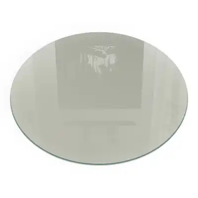 Plaque de sol pour cheminée ronde en verre gris-vert