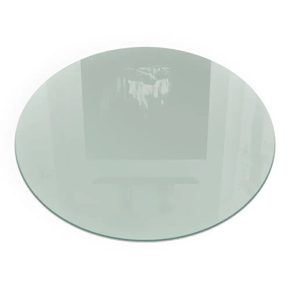 Plaque de sol ronde en verre vert clair pour cheminée