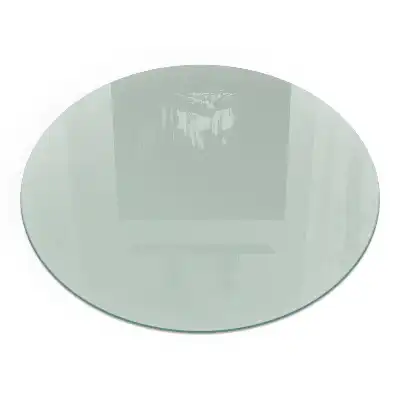 Plaque de sol ronde en verre vert clair pour cheminée