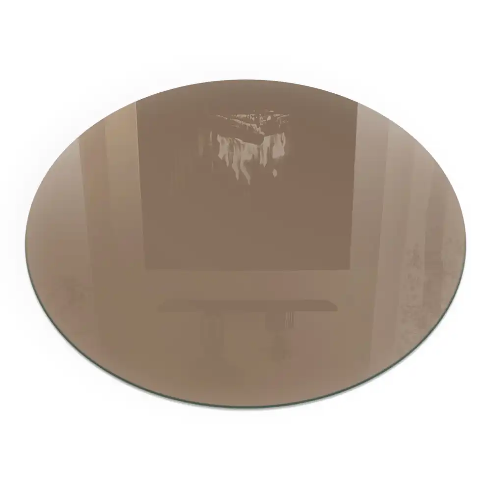 Plaque de cheminée ronde en verre trempé brun