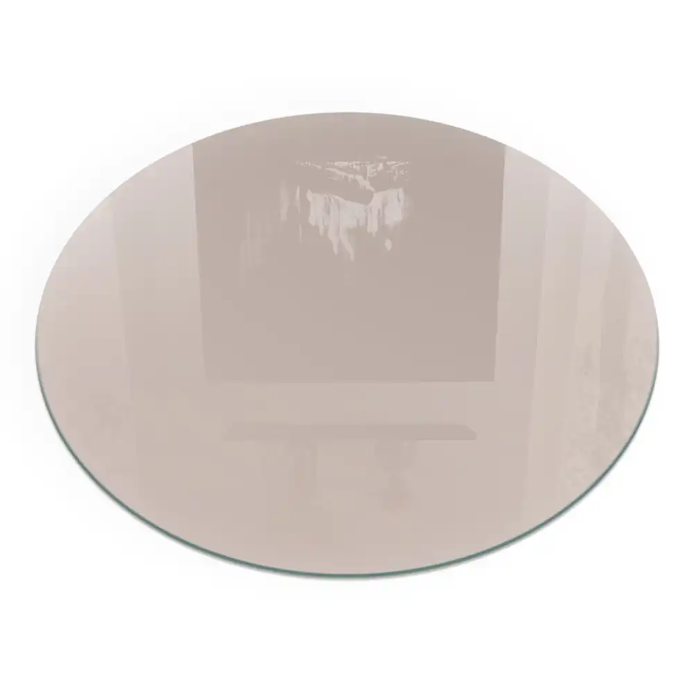Plaque de sol ronde en verre pour cheminée couleur brun clair