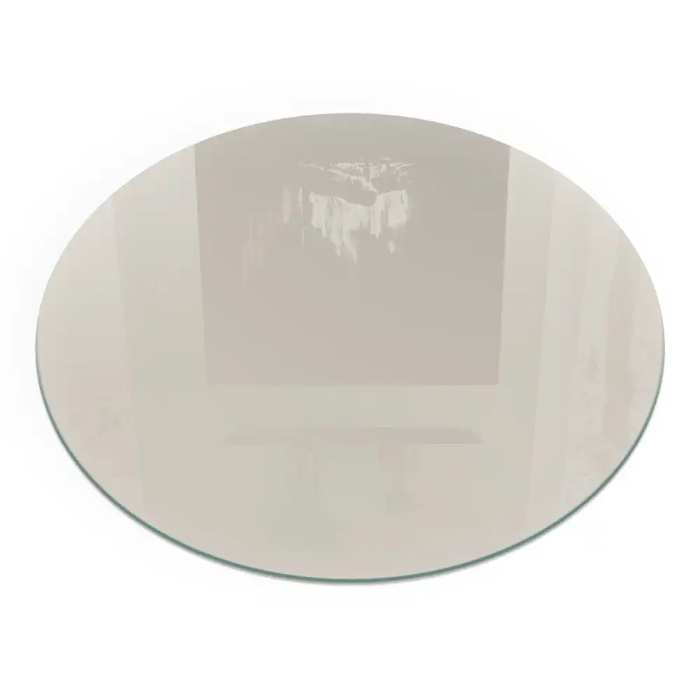 Plaque de sol ronde en verre pour cheminée couleur crème claire