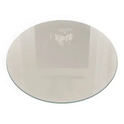 Plaque de sol ronde en verre pour cheminée couleur crème claire