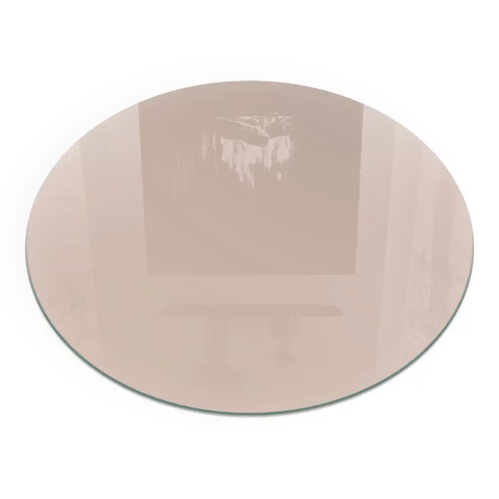 Plaque de cheminée ronde en verre trempé brun clair