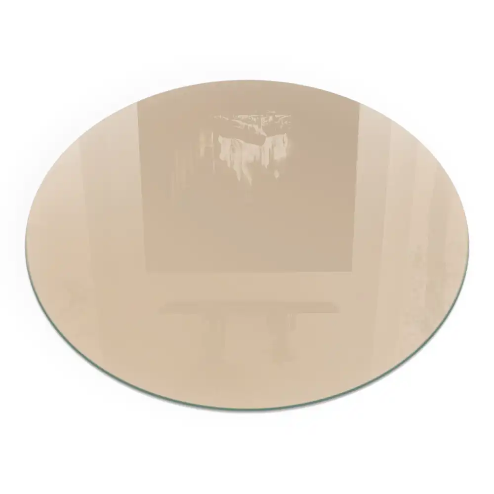Plaque de sol ronde en verre beige pour cheminée