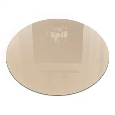 Plaque de sol ronde en verre beige pour cheminée