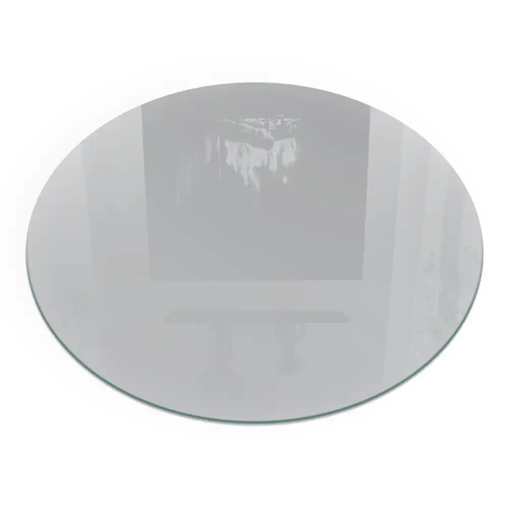 Plaque de sol ronde en verre gris clair pour cheminée