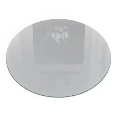Plaque de sol ronde en verre gris clair pour cheminée